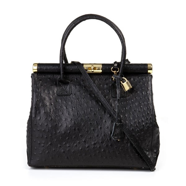 Černá kožená kabelka se vzorem Pitti Bags Latina