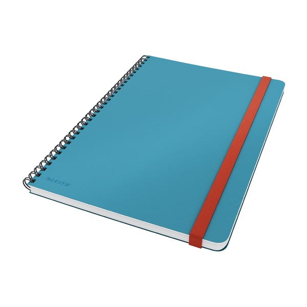 Modrý kroužkový zápisník s hebkým povrchem Leitz, 80 stran