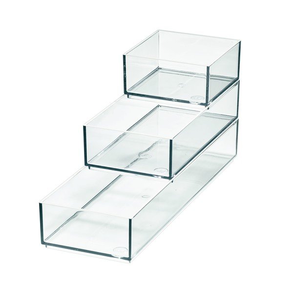 Koupelnové organizéry na kosmetiku z recyklovaného plastu v sadě 3 ks Stack & Slide – iDesign-image-2
