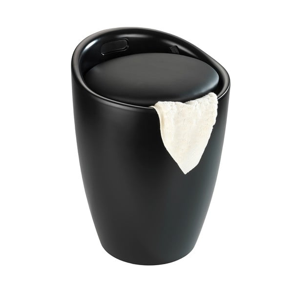 Černá koupelnová stolička s vyjímatelným košem na prádlo Wenko Candy-image-1