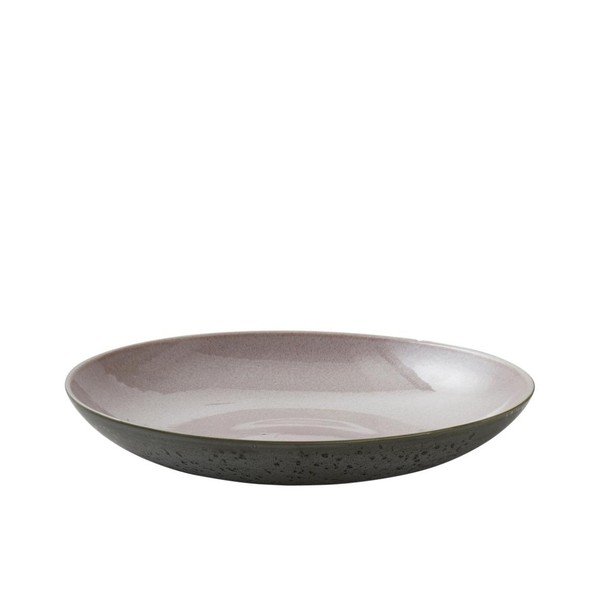 Šedá kameninová servírovací mísa s vnitřní glazurou v růžové barvě Bitz Mensa, průměr 40 cm