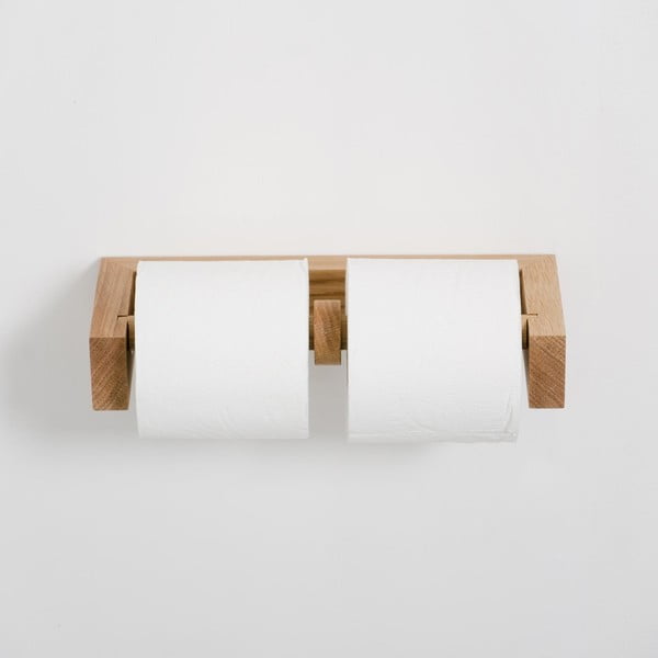 Nástěnný držák na toaletní papír z dubového dřeva Wireworks-image-1