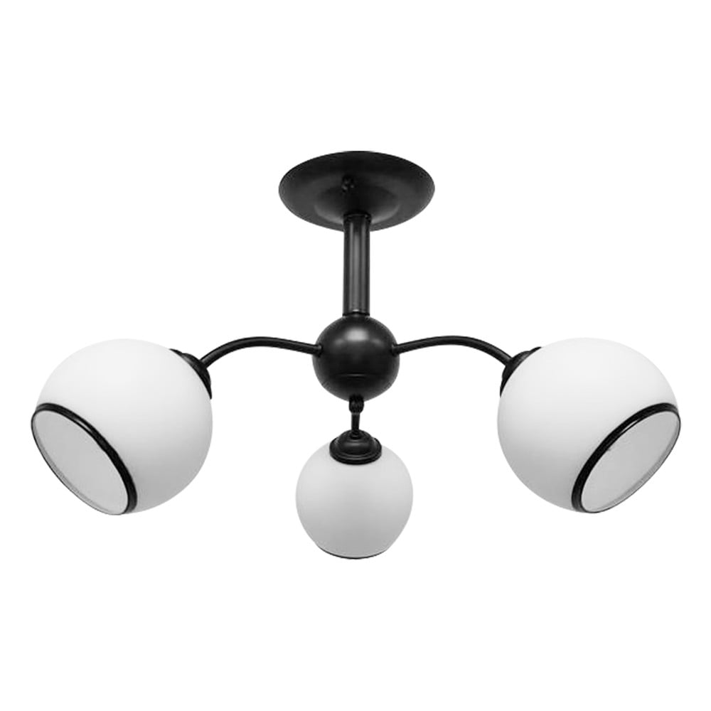 Černo-bílé stropní svítidlo se skleněným stínidlem 56x56 cm Marinen – Candellux Lighting
