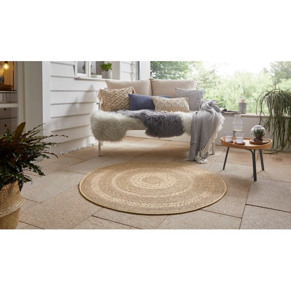 Béžový venkovní koberec NORTHRUGS Almendro, Ø 160 cm-image-1