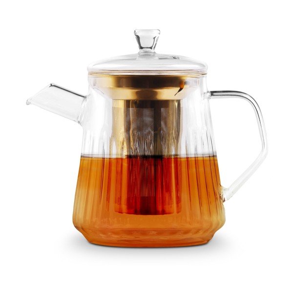 Skleněná konvice na čaj se sítkem ve zlaté barvě 900 ml Mia – Vialli Design-image-4