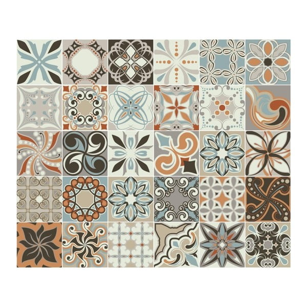 Sada 30 nástěnných samolepek Ambiance Cement Tiles Bali, 10 x 10 cm-image-2