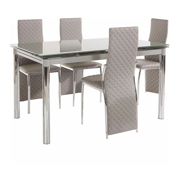 Set jídelního stolu a 4 šedých jídelních židlí Støraa Pippa William Grey