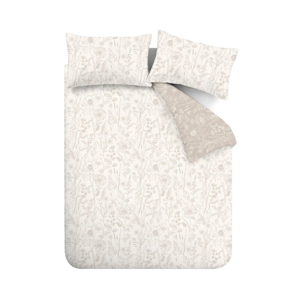 Béžové flanelové prodloužené povlečení na dvoulůžko 230x220 cm Floral Toile – Bianca