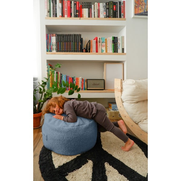 Šedý dětský puf z textilie bouclé Blue – Really Nice Things-image-2