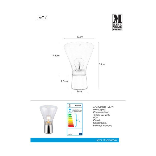 Stolní lampa ve stříbrné barvě Markslöjd Jack, ø 16,5 cm-image-2