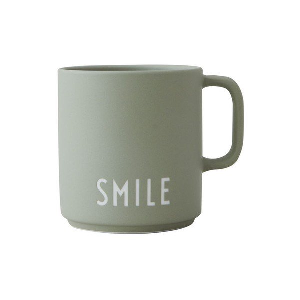 Zelený porcelánový hrnek Design Letters Smile