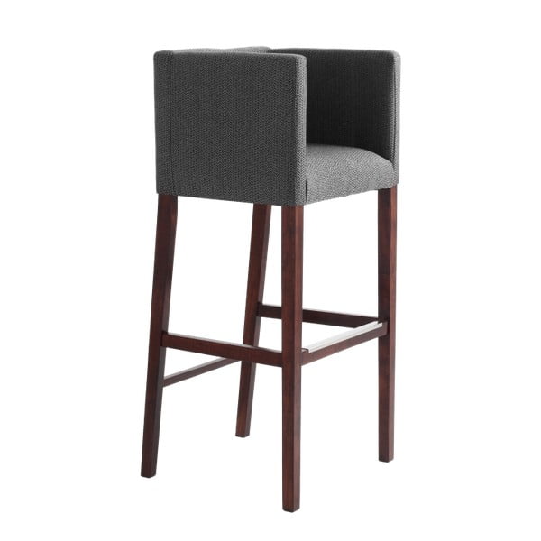 Šedá barová židle s područkami a tmavě hnědými nohami Custom Form Wilton
