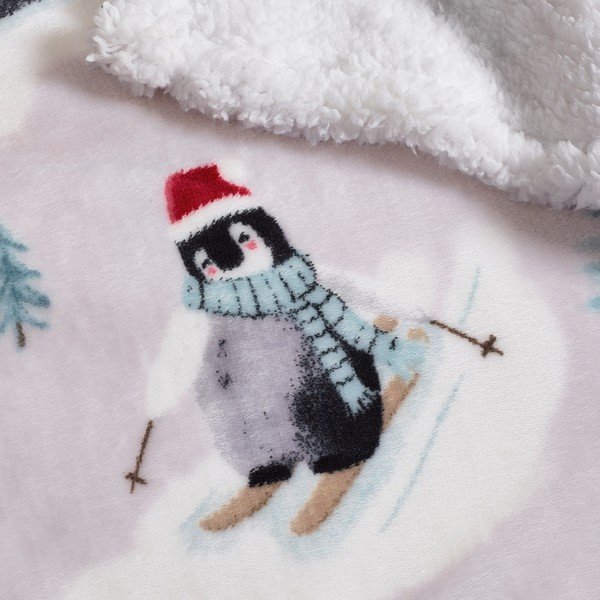 Bílá deka s vánočním motivem 170x130 cm Christmas Sherpa Penguins – Catherine Lansfield-image-2