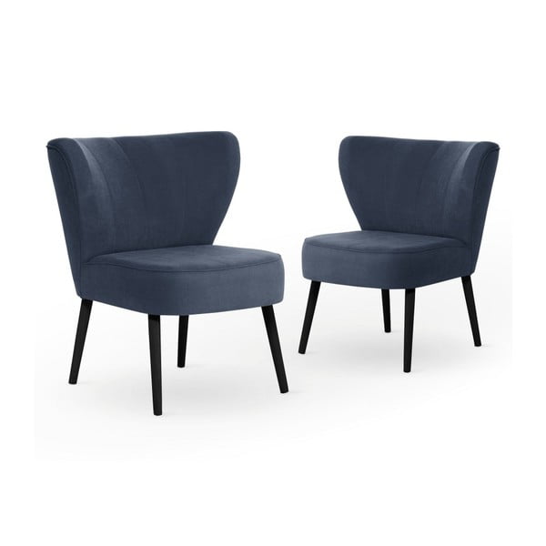 Sada 2 námořnicky modrých jídelních židlí s černými nohami My Pop Design Hamilton