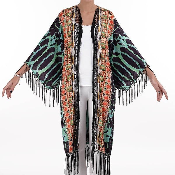 Dlouhé plážové kimono BLE Inart Leopard, vel. M