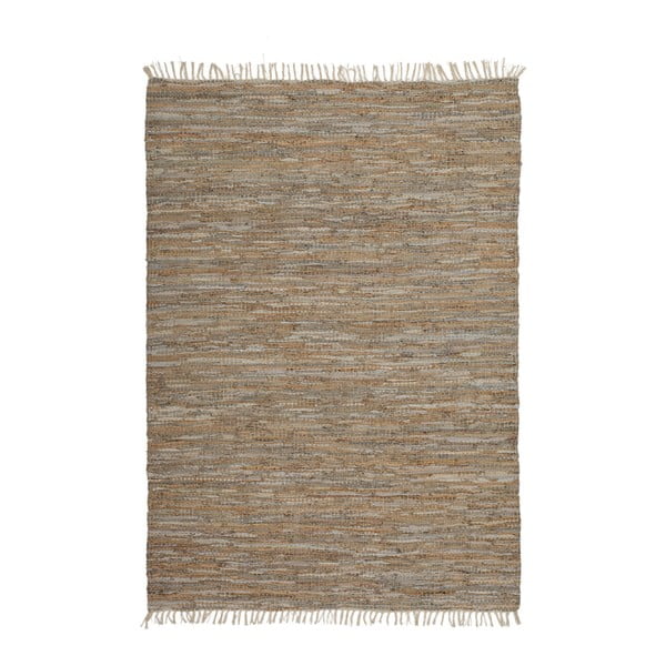 Béžový kožený koberec Kayoom Rajpur, 70x130cm
