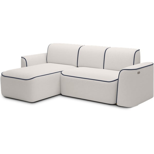 Modrá/krémová rohová pohovka z textilie bouclé (levý roh/s lenoškou) Ume – ELTAP-image-2