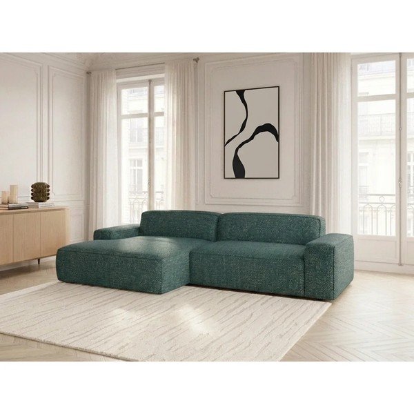 Zelená rozkládací/s elektrickým výsuvem sedu rohová pohovka (levý roh) Abel – Bobochic Paris-image-2