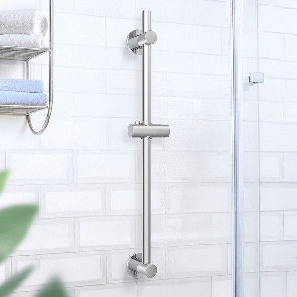 Sprchová tyč bez vrtání z nerezové oceli v leskle stříbrné barvě s posuvným držákem 70 cm – Wenko-image-1