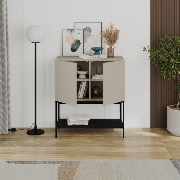 Černo-krémová skříňka 80x90x40 cm Amira – Marckeric-image-2