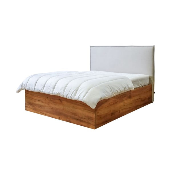 Béžovo-přírodní dvoulůžková postel s úložným prostorem s roštem 160x200 cm Cara – Bobochic Paris
