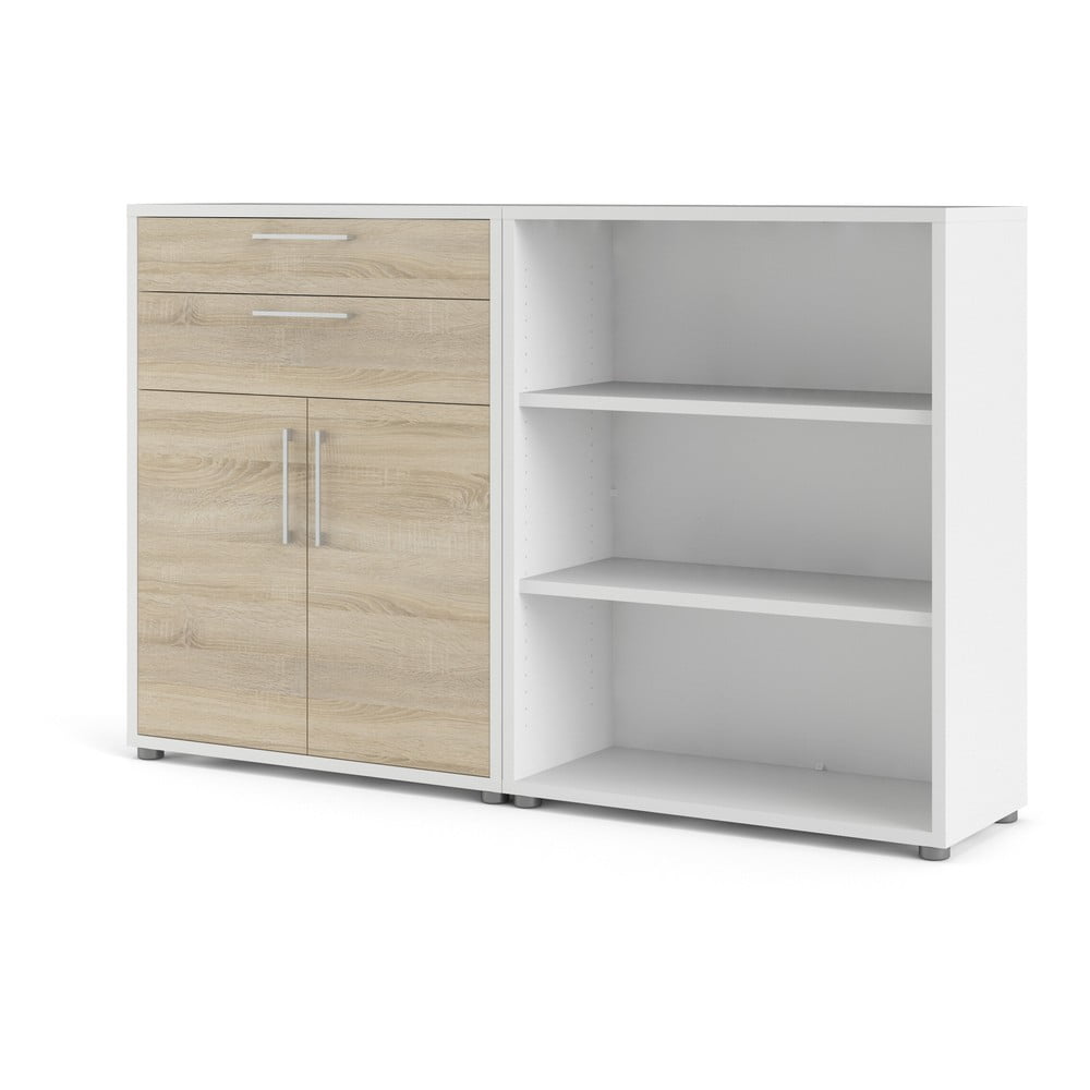 Modulární knihovna v bílo-přírodní barvě v dekoru dubu 178x113 cm Prima – Tvilum