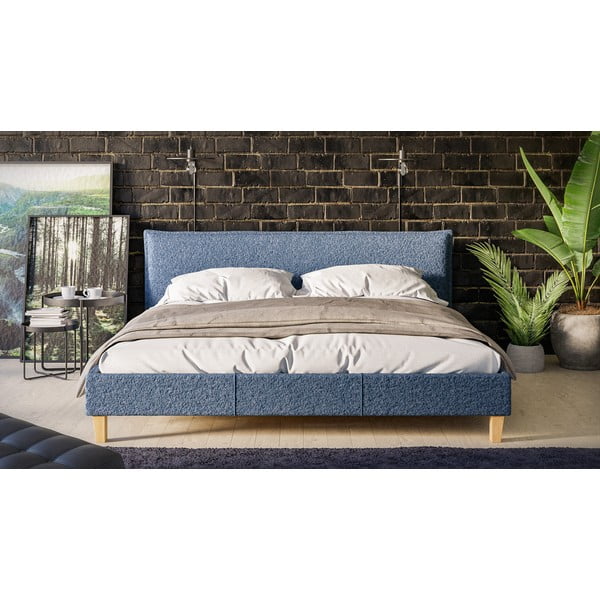 Modrá čalouněná dvoulůžková postel s roštem 180x200 cm Tina – Ropez-image-1