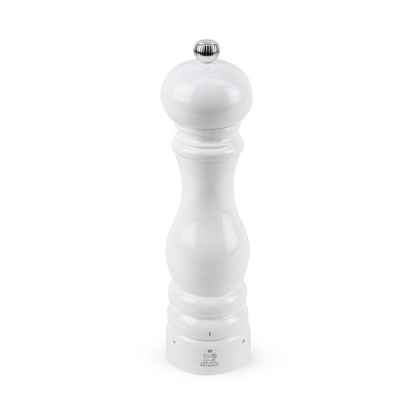 Bílý mlýnek na sůl z bukového dřeva Peugeot Paris, výška 22 cm