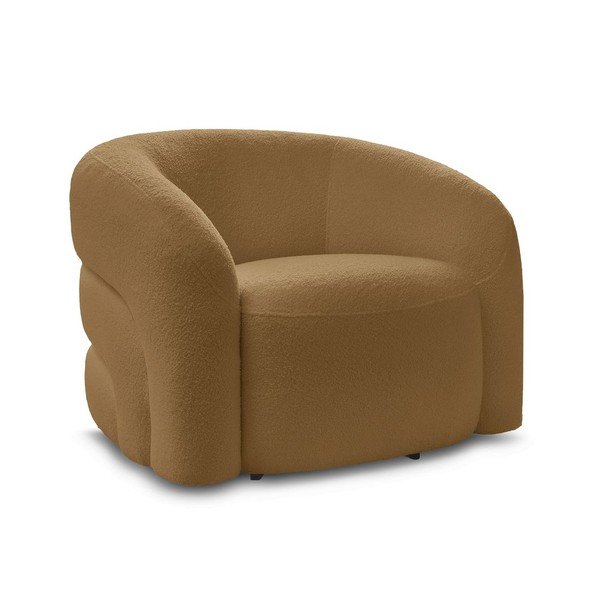 Otočné křeslo z textilie bouclé v hořčicové barvě Elina – Bobochic Paris