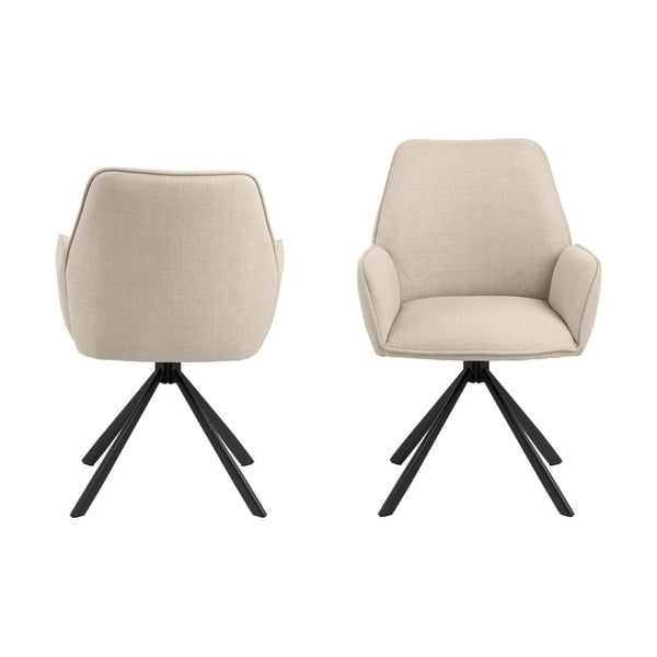 Béžová čalouněná jídelní křesla v sadě 2 ks s područkami Glenda – Actona-image-2