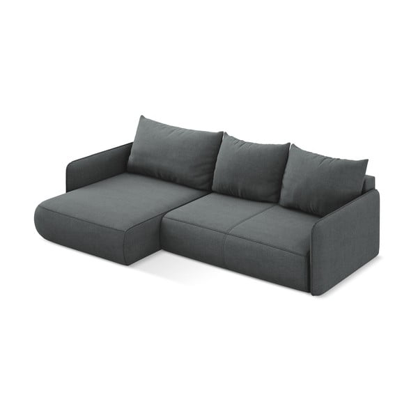 Šedá rozkládací/s úložným prostorem rohová pohovka (levý roh) Nanea – Makamii-image-4