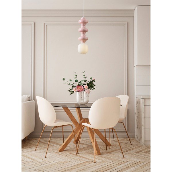 Bílé/světle růžové keramické závěsné svítidlo se skleněným stínidlem ø 18 cm Clio – Nova Luce-image-2