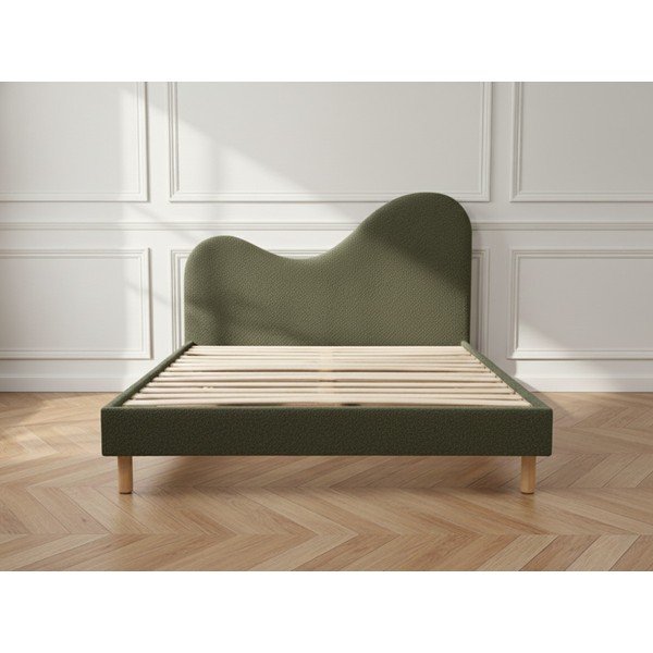 Zelená čalouněná čalouněná dvoulůžková postel s roštem 180x200 cm Celina – Bobochic Paris-image-3