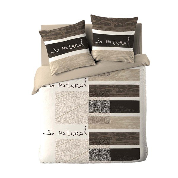 Hnědé 3dílné bavlněné povlečení na dvoulůžko/prodloužené 260x240 cm So Natural – douceur d'intérieur