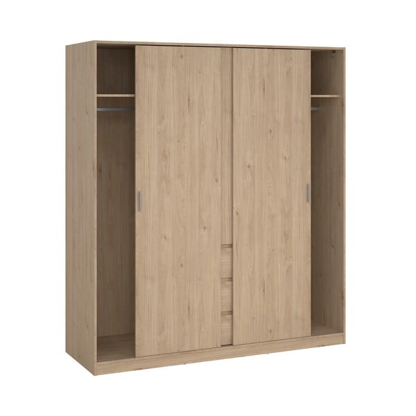 Šatní skříň v dekoru dubu s posuvnými dveřmi v přírodní barvě 177x200x60 cm Naia – Tvilum-image-3