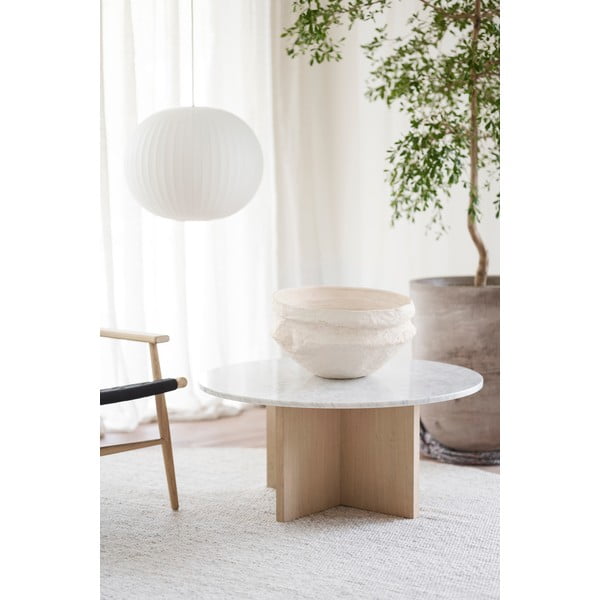 Bílý mramorový kulatý konferenční stolek 90x90 cm Brooksville - Rowico-image-2