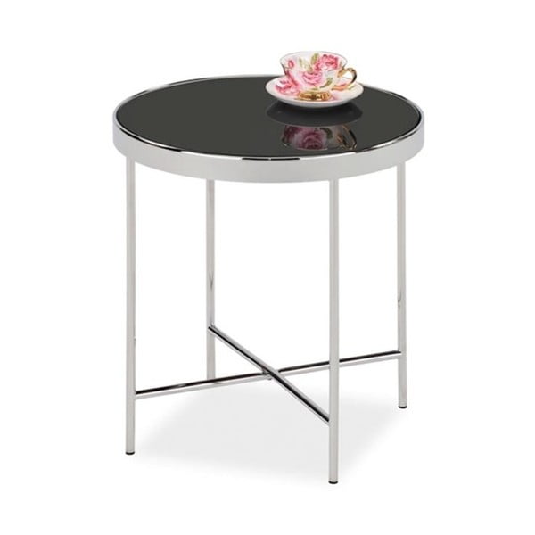 Odkládací stolek se skleněnou deskou a kovovou konstrukcí v barvě chromu Signal Gina, ⌀ 43 cm