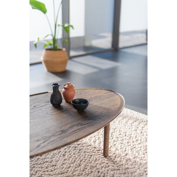 Hnědý konferenční stolek z dubového dřeva 80x150 cm Mu – Gazzda-image-1