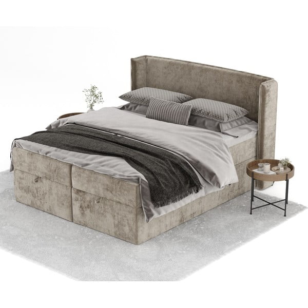 Béžová boxspring postel s úložným prostorem 160x200 cm Passion – Maison de Rêve-image-2
