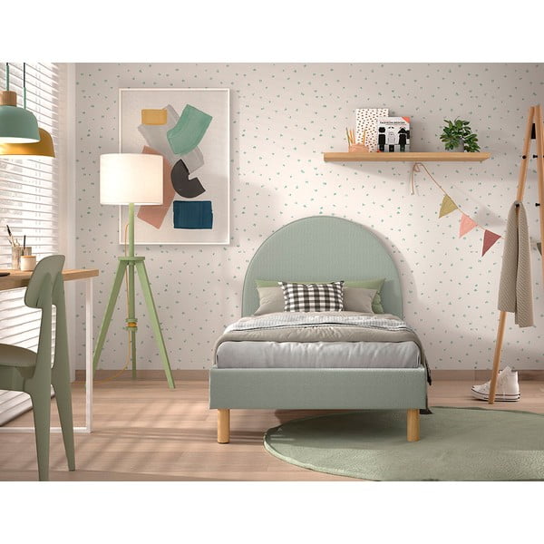 Zelená čalouněná jednolůžková postel s roštem 90x200 cm MOON – Vipack-image-3