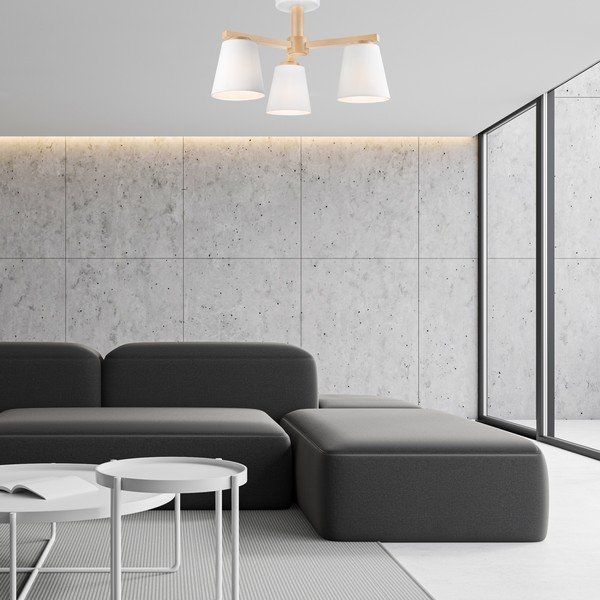 Bílé stropní svítidlo s textilním stínidlem ø 15 cm Ellie – LAMKUR-image-2