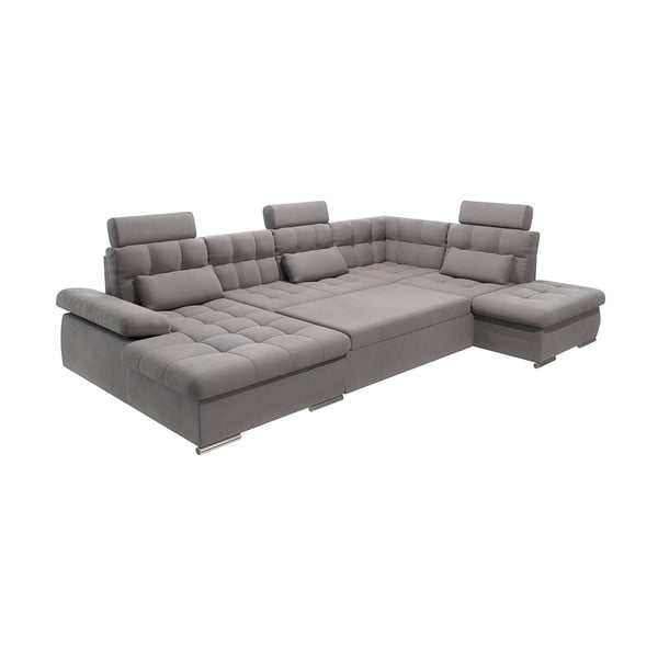 Šedá rozkládací/s úložným prostorem rohová pohovka (pravý roh/do "U") Merkur – Ropez-image-2