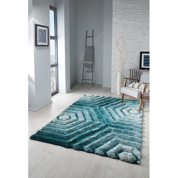 Modrozelený koberec Flair Rugs Hexagon Duck, 80 x 150 cm-image-1
