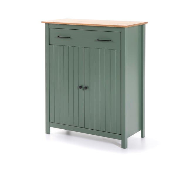 Vysoká komoda z borovicového dřeva v zeleno-přírodní barvě 90x110 cm Miranda – Marckeric-image-2