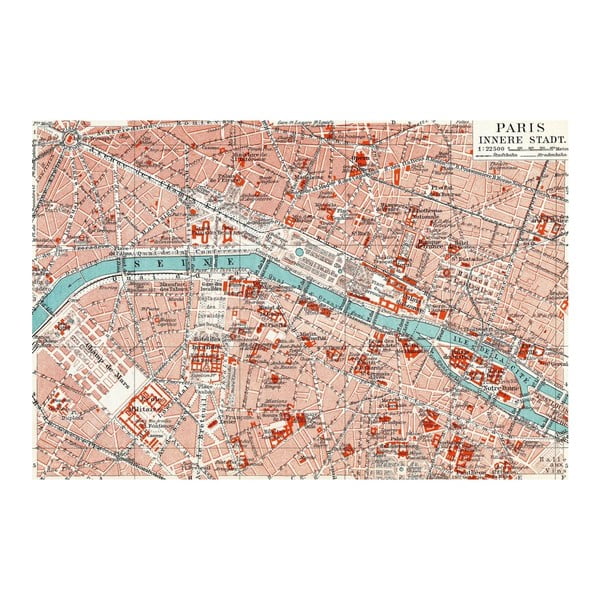 Obraz Homemania Maps Paris, 70 x 100 cm
