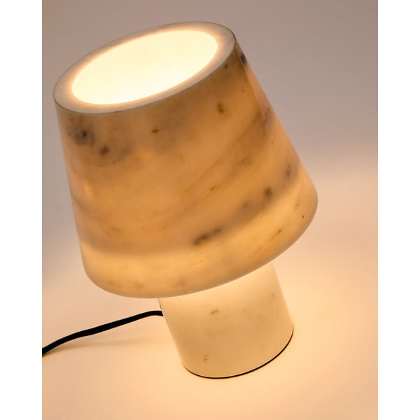 Mramorová stolní lampa slonovinová s mramorovým stínidlem (výška 27 cm) Alaro – Kave Home-image-2