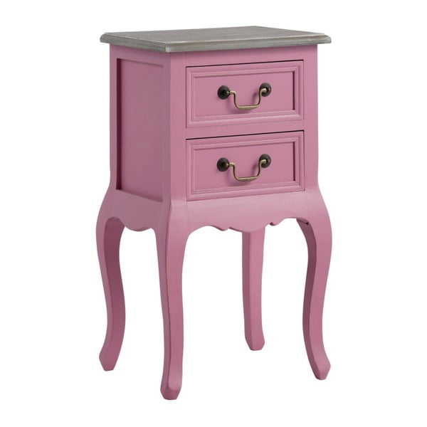 Růžový noční stolek z masivního dřeva se 2 zásuvkami 13Casa Adele