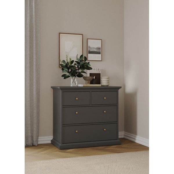 Šedá nízká komoda 96x87 cm Paris – Tvilum-image-1