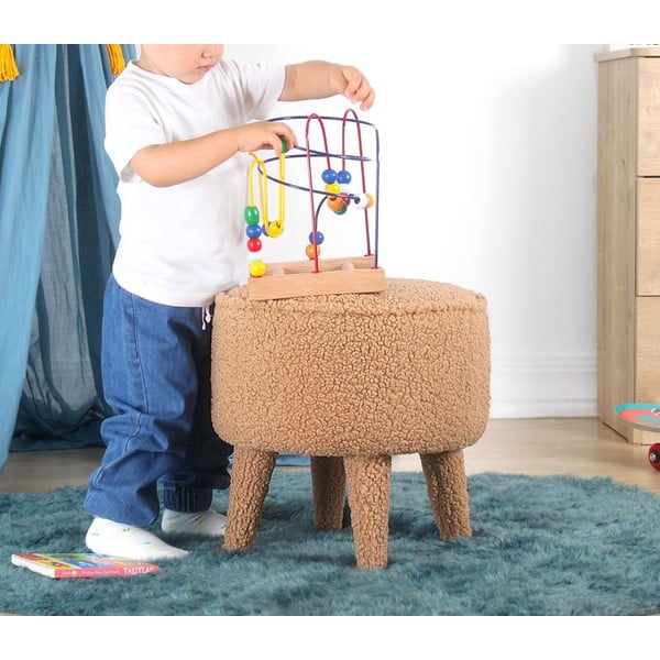 Hnědý dětský puf z textilie bouclé Moouv – Artie-image-4