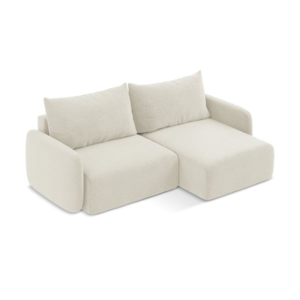 Krémová rozkládací/s úložným prostorem rohová pohovka (pravý roh) Kalena – Makamii-image-3